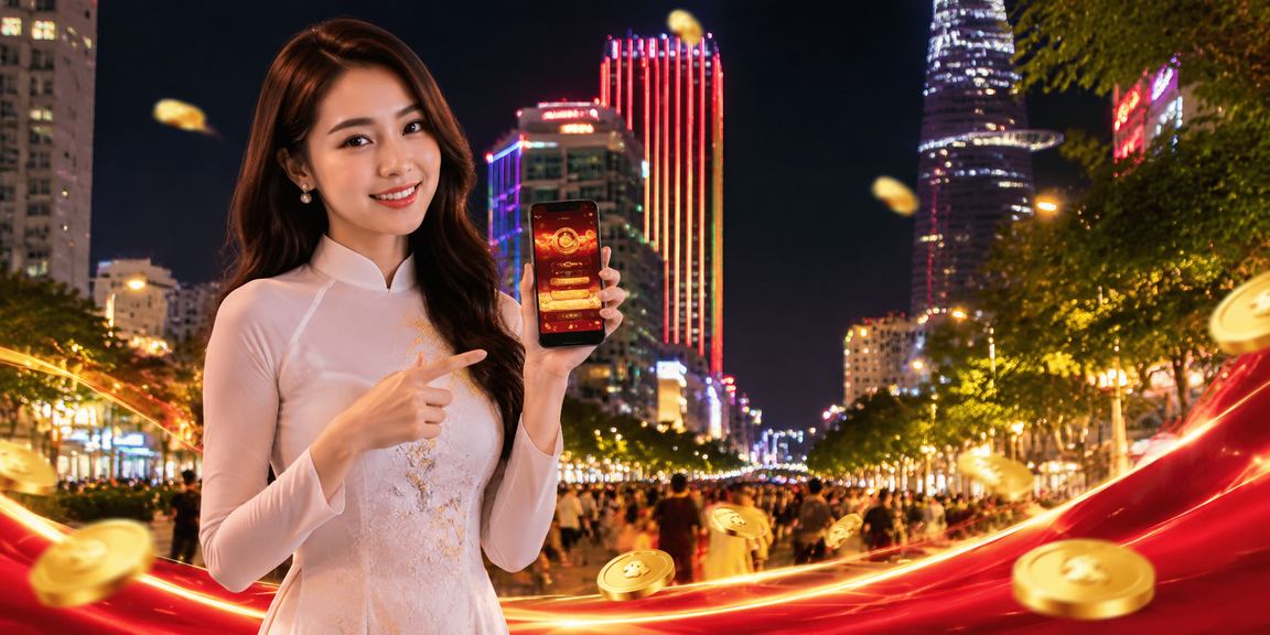 Người dùng tại TP Hồ Chí Minh truy cập casino trực tuyến qua điện thoại trong trang phục áo dài