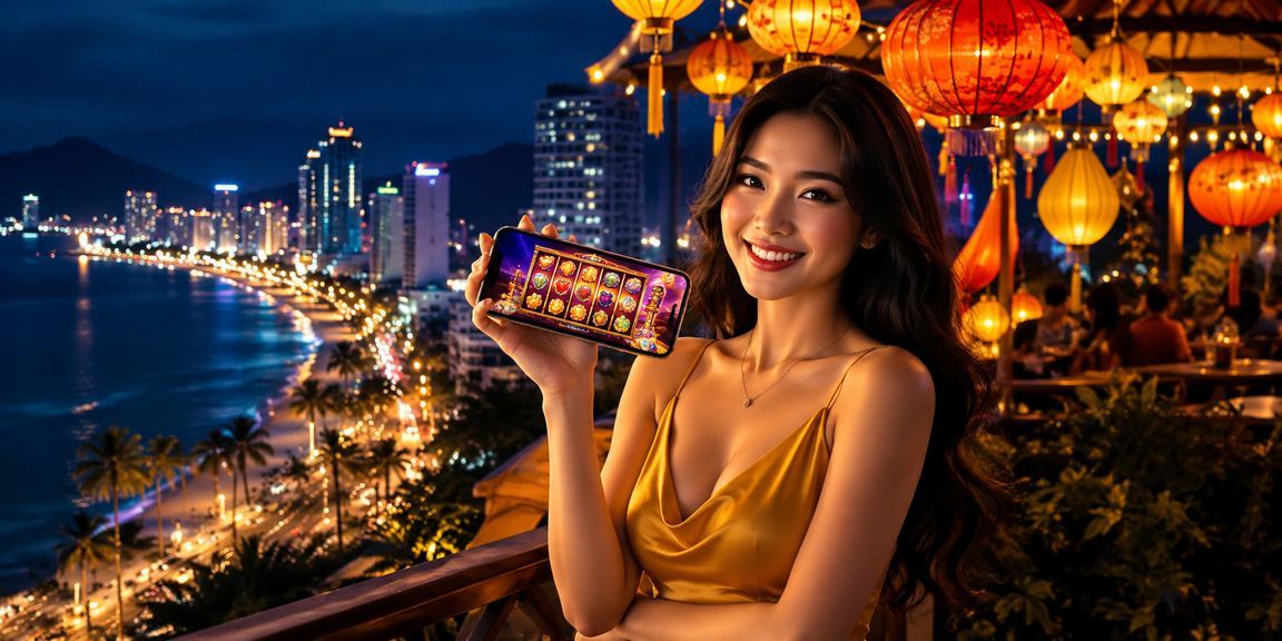 Người chơi tại Hội An trải nghiệm slot game dưới ánh đèn lồng rực rỡ